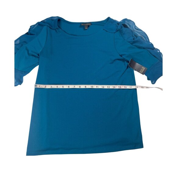 Bold Elements Blouse Women's Blue Ruffle Sleeve Cold Shoulder Size Large NEW - Picture 6 of 10